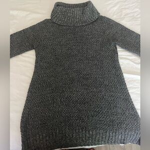 Ladies charcoal grey turtleneck long sweater